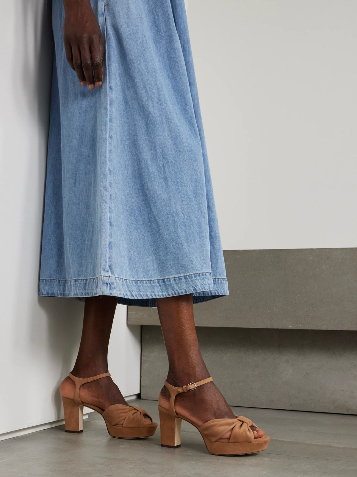 Heloise 80 Knotted Suede Platform Sandals
