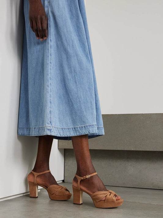 Heloise 80 Knotted Suede Platform Sandals