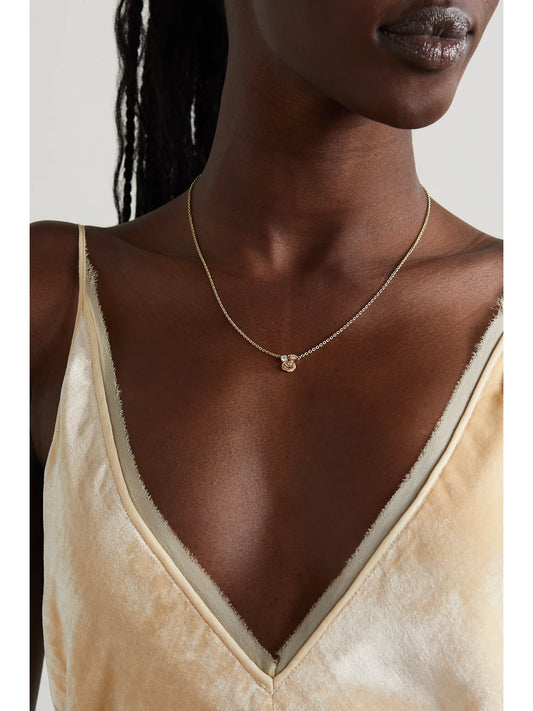 Image of Necklaces. Product name - Large Marquis Eye And Rose 14-karat Gold Diamond Necklace in Multi colour by brand - Sydney Evan