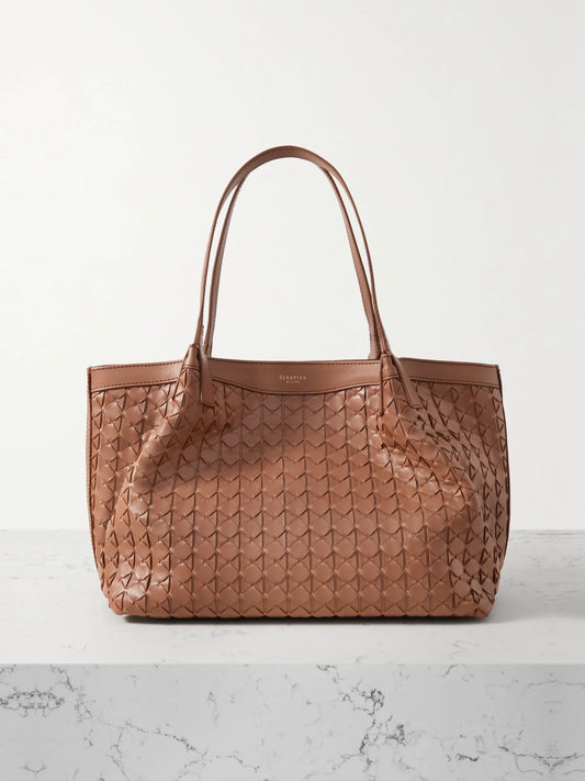 Serapian Secret Small Woven Leather Tote