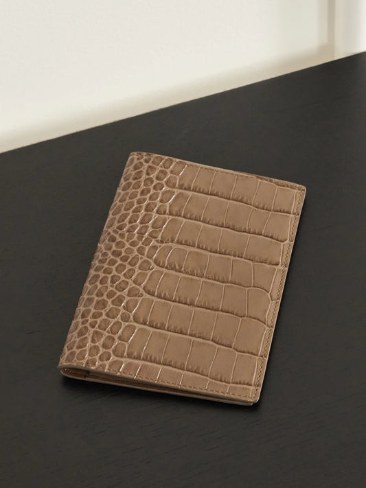 Smythson Mara Croc-effect Leather Passport Cover