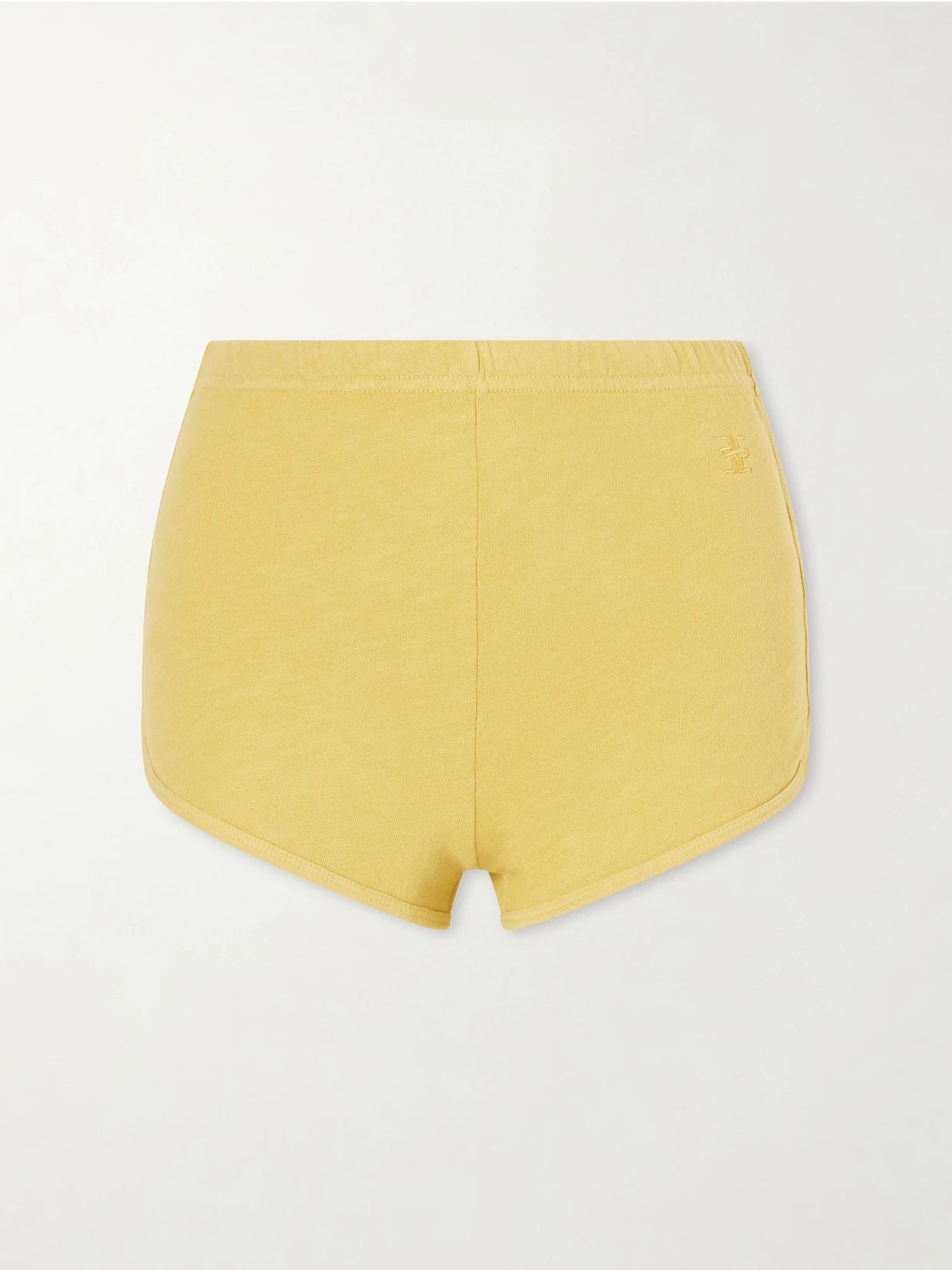 Image of a model wearing Shorts. Product name - Cotton-jersey Shorts in Yellow colour by brand - ÉTERNE