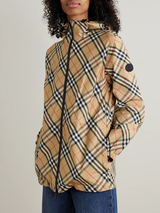 Checked Hooded Shell Jacket