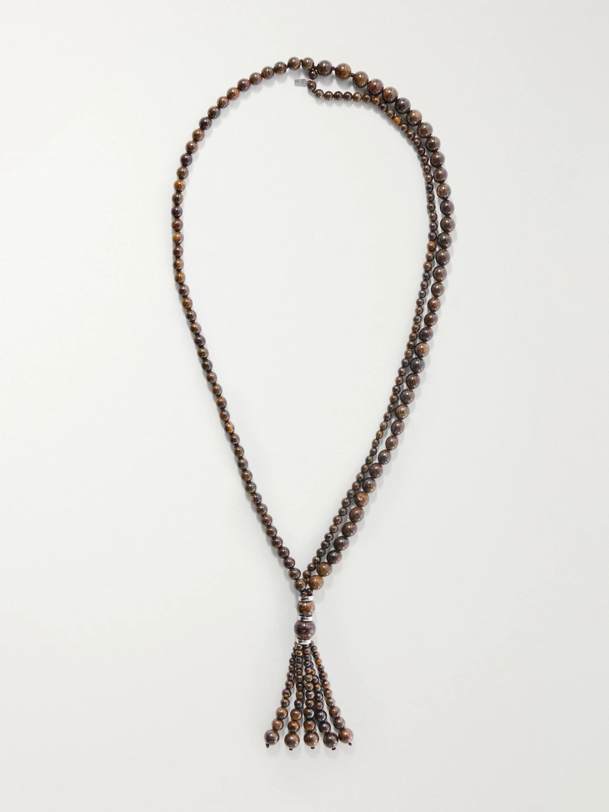Venice Opera Tasseled Sterling Silver Bronzite Necklace