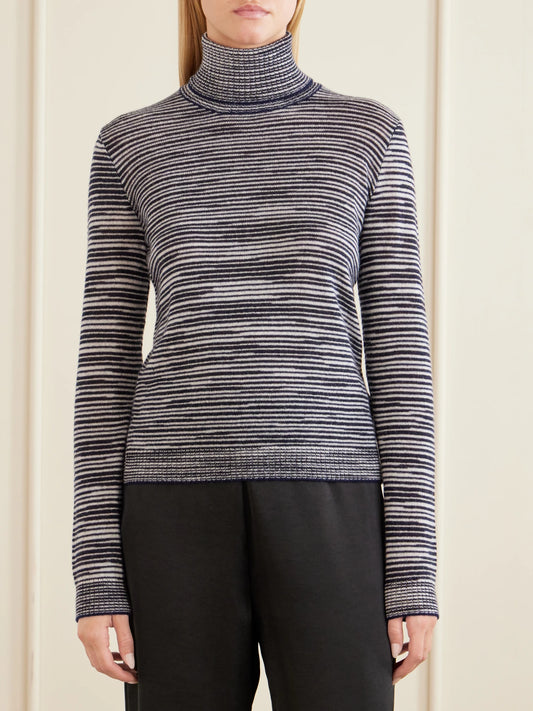 Striped Cashmere And Wool-blend Turtleneck Sweater