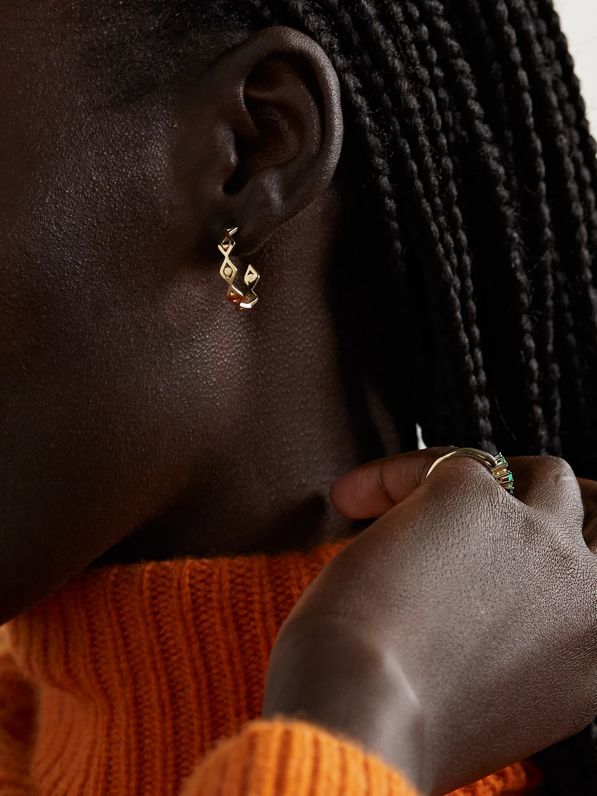 Image of Earrings. Product name - Medium Evil Eye 14-karat Gold Hoop Earrings in Multi colour by brand - Sydney Evan