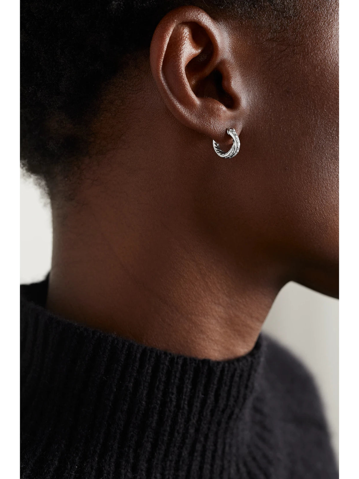 Image of Earrings. Product name - Crossover 18-karat White Gold Diamond Hoop Earrings in Silver colour by brand - David Yurman