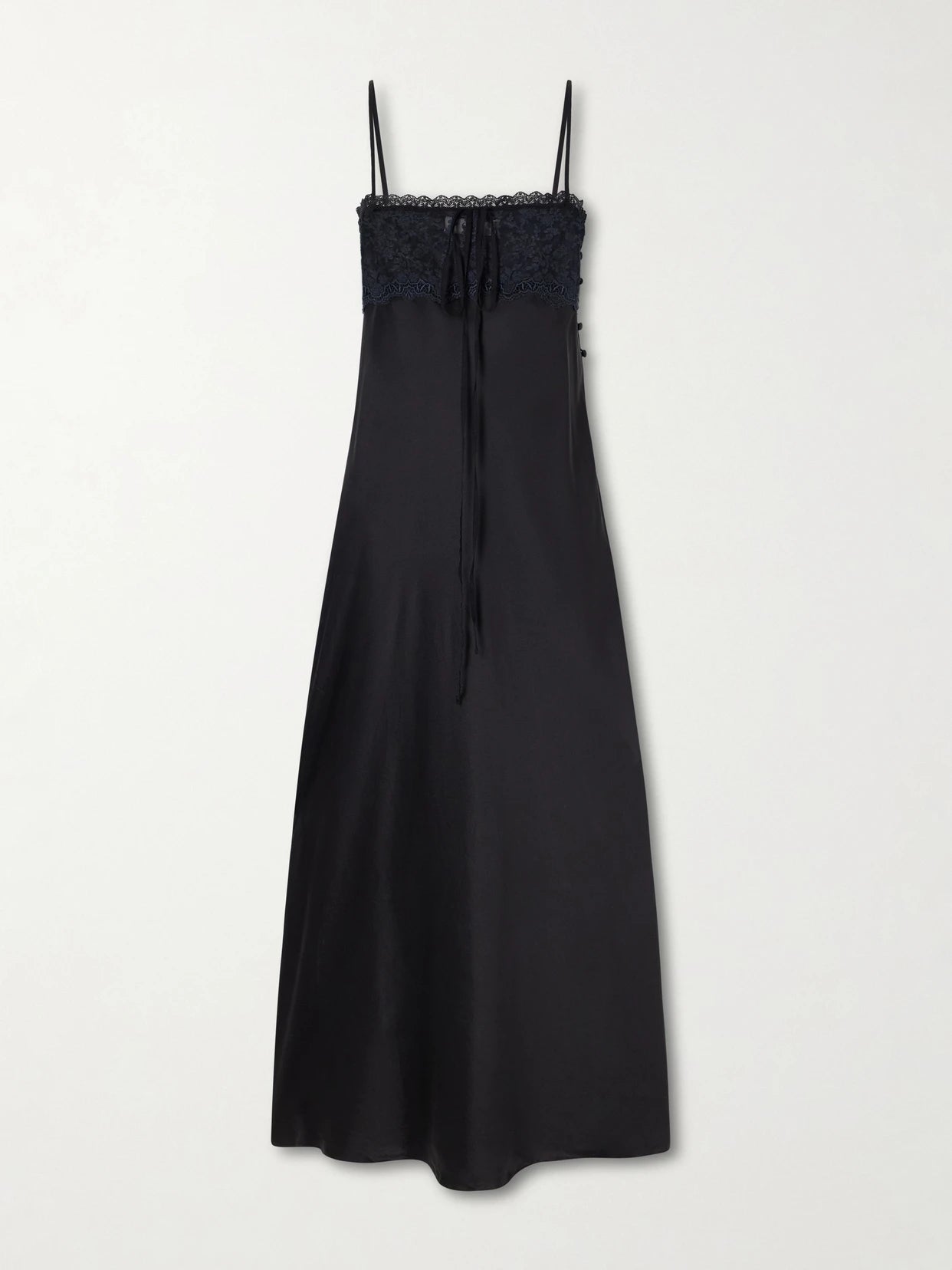 Lace-trimmed Silk-satin Midi Dress