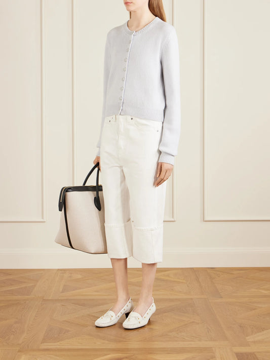 Image of Jeans. Product name - Boyle Cropped Low-rise Straight-leg Jeans in White colour by brand - KHAITE