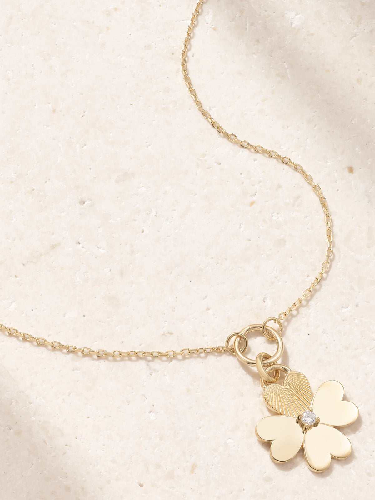 Four Heart Clover 18-karat Gold, Enamel And Diamond Necklace