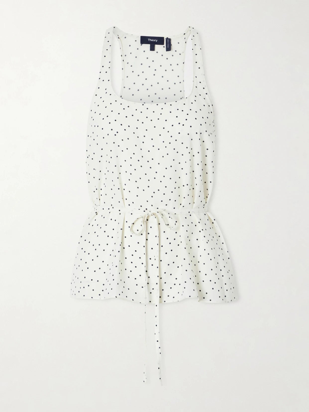 Belted Halterneck Polka-dot Tank