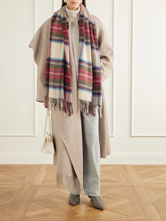 Johnstons of Elgin Tartan Stole Fringed Checked Cashmere Scarf