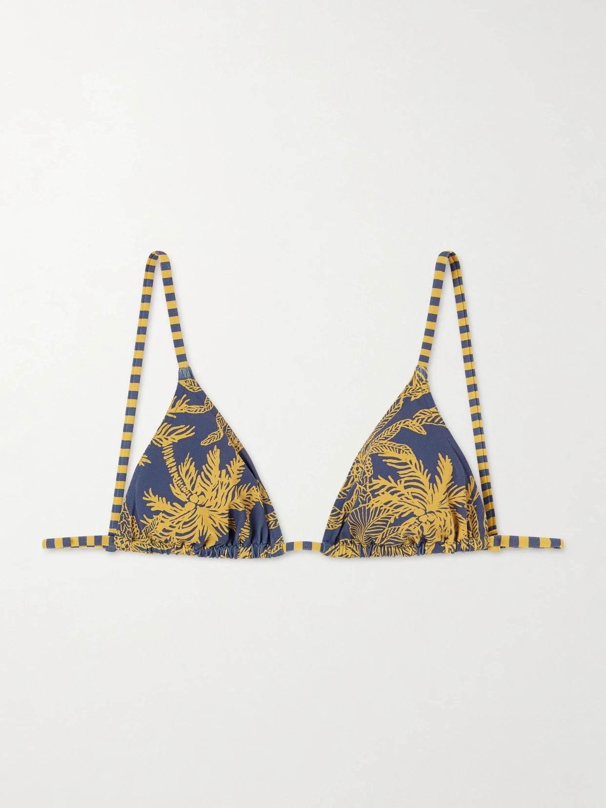 Image of Swimwear. Product name - Hamac Printed Triangle Bikini Top in Navy colour by brand - Eres