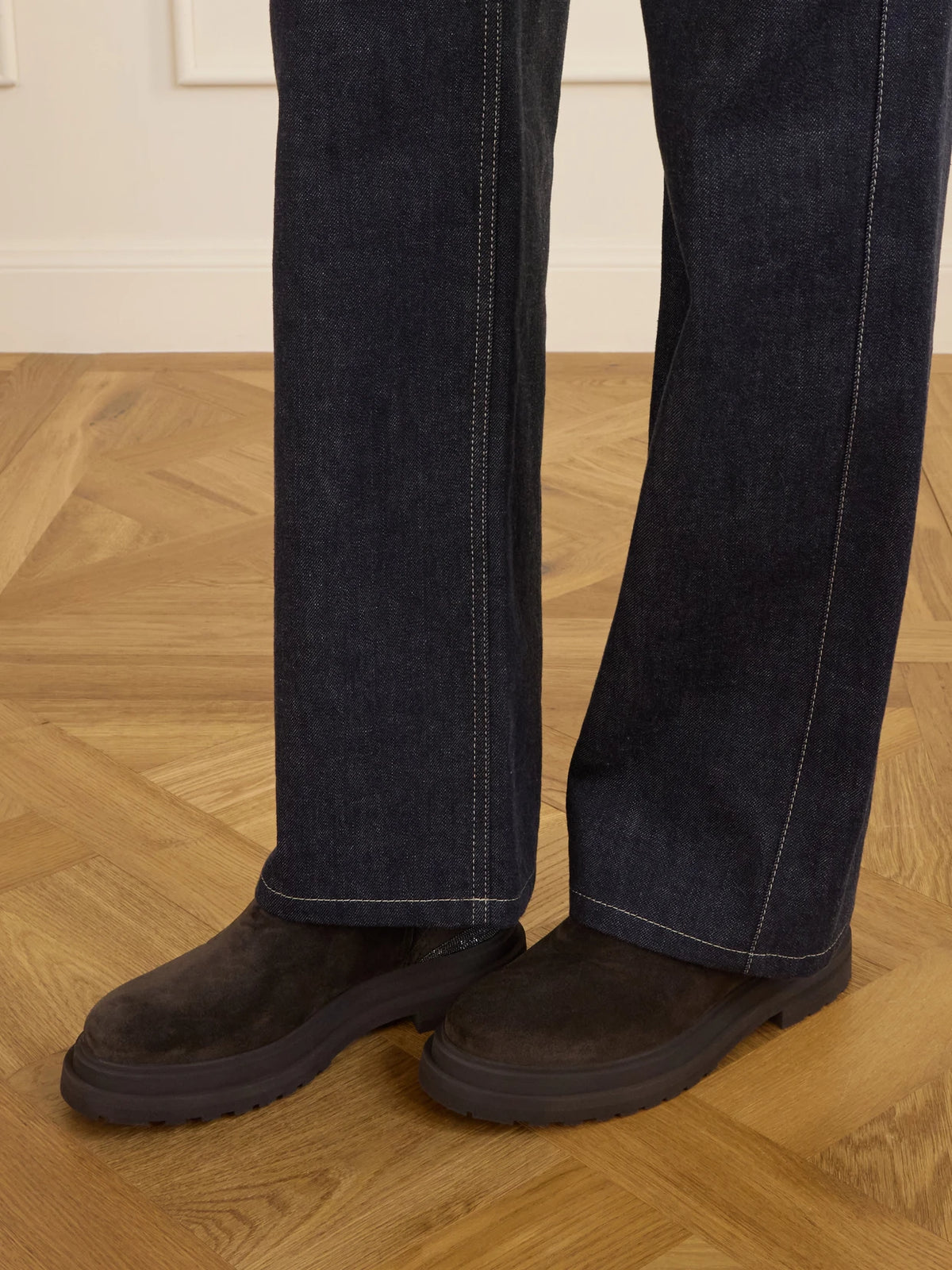 Bead-embellished Suede Chelsea Boots