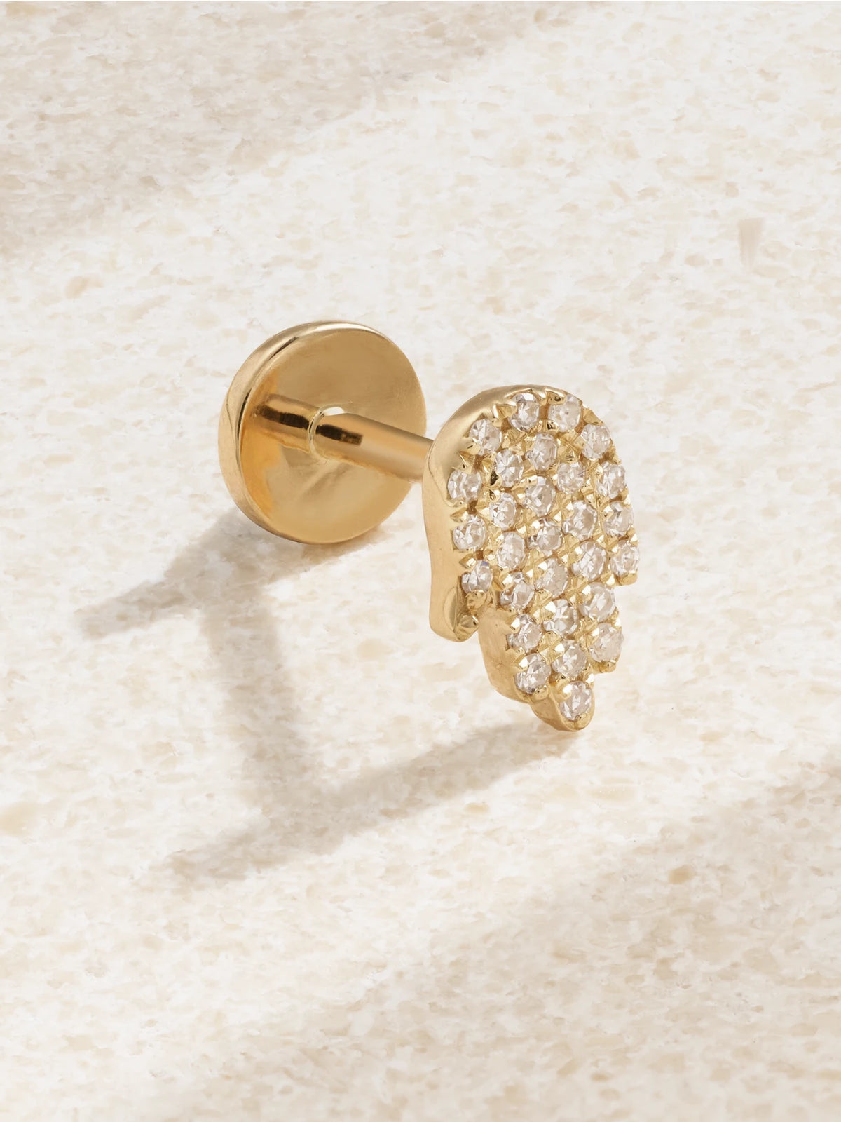 Hand Of Fatima 18-karat Gold Diamond Single Earring
