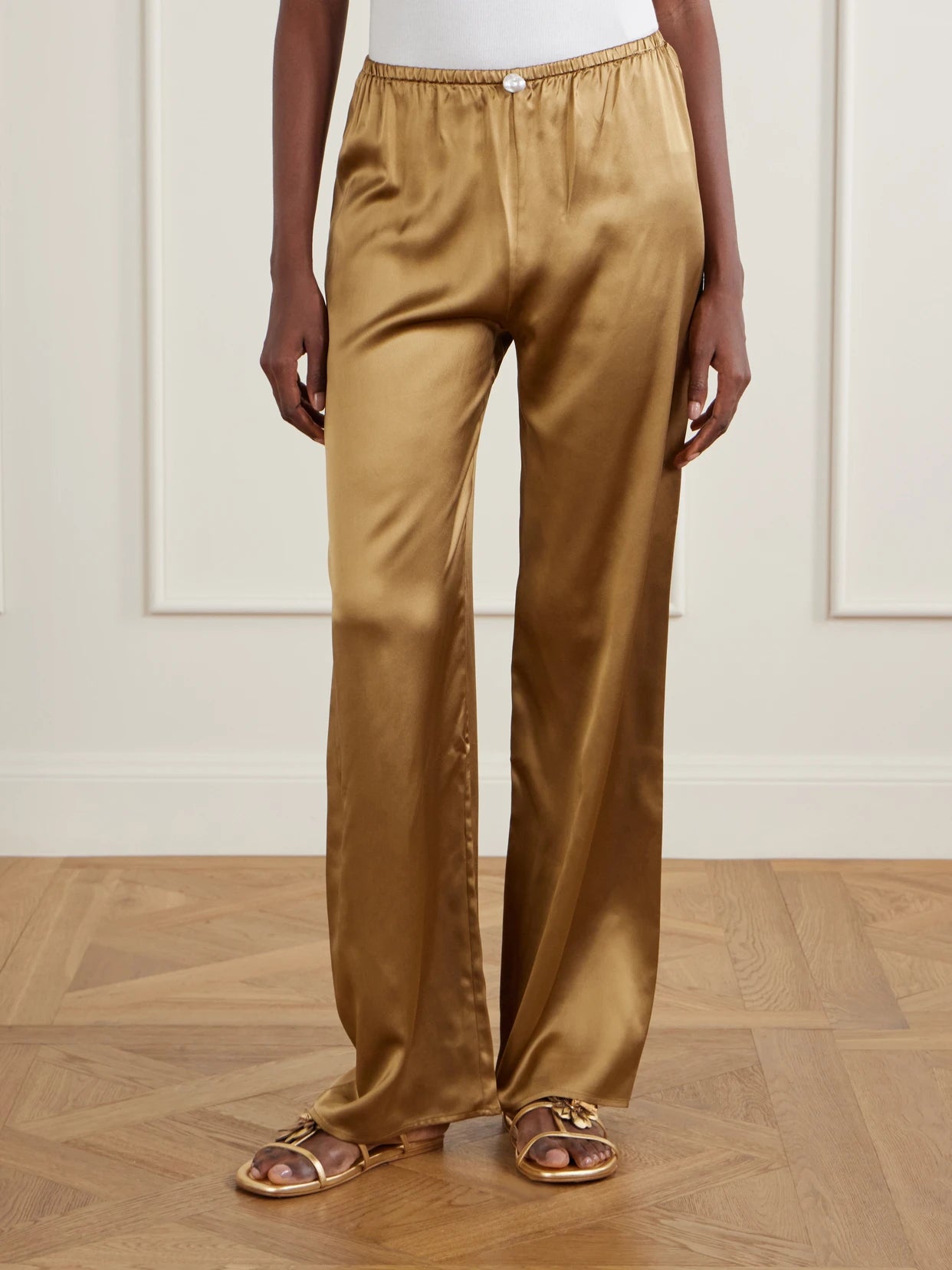 Playa Silk-satin Straight-leg Pants
