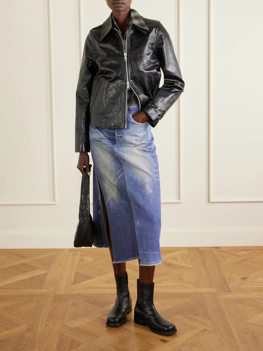 Image of Coats & Jackets. Product name - Leather Jacket in Black colour by brand - Our Legacy