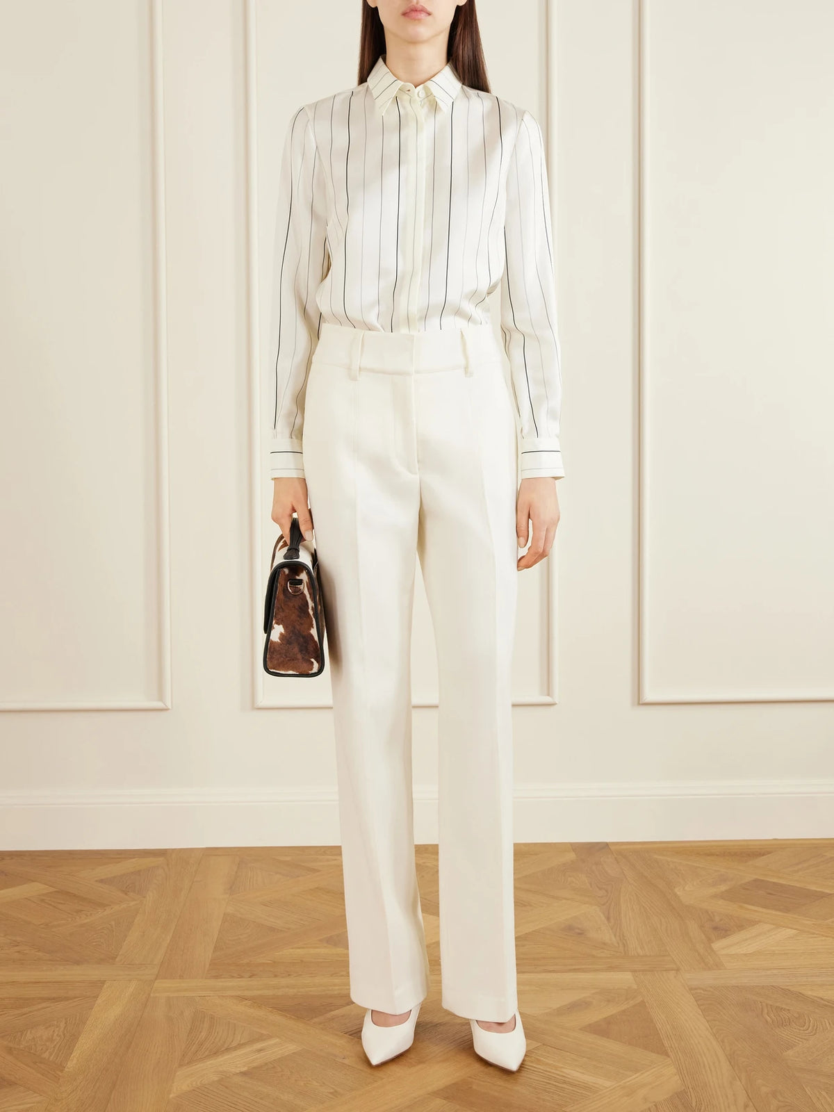 Image of Bags. Product name - Leonora Medium Cow-print Calf Hair Tote in Brown colour by brand - Gabriela Hearst