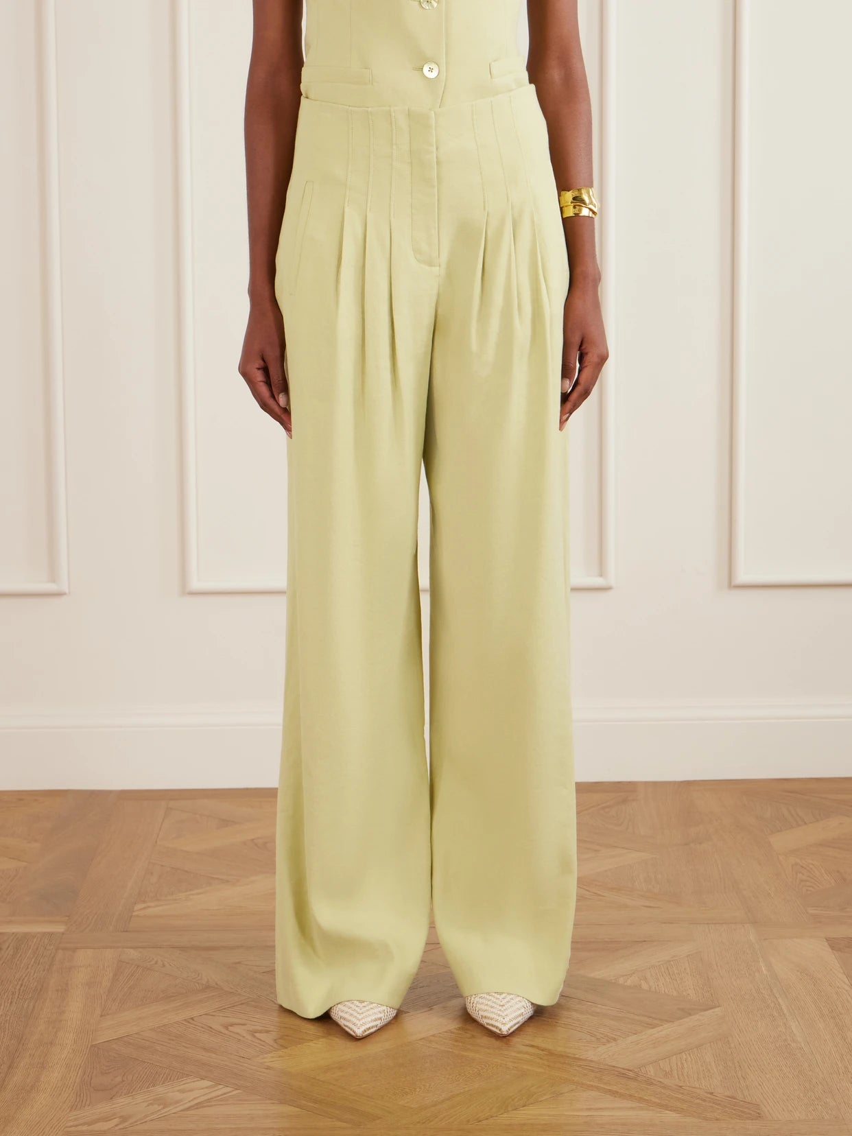 Hoyt Linen-blend Twill Wide-leg Pants