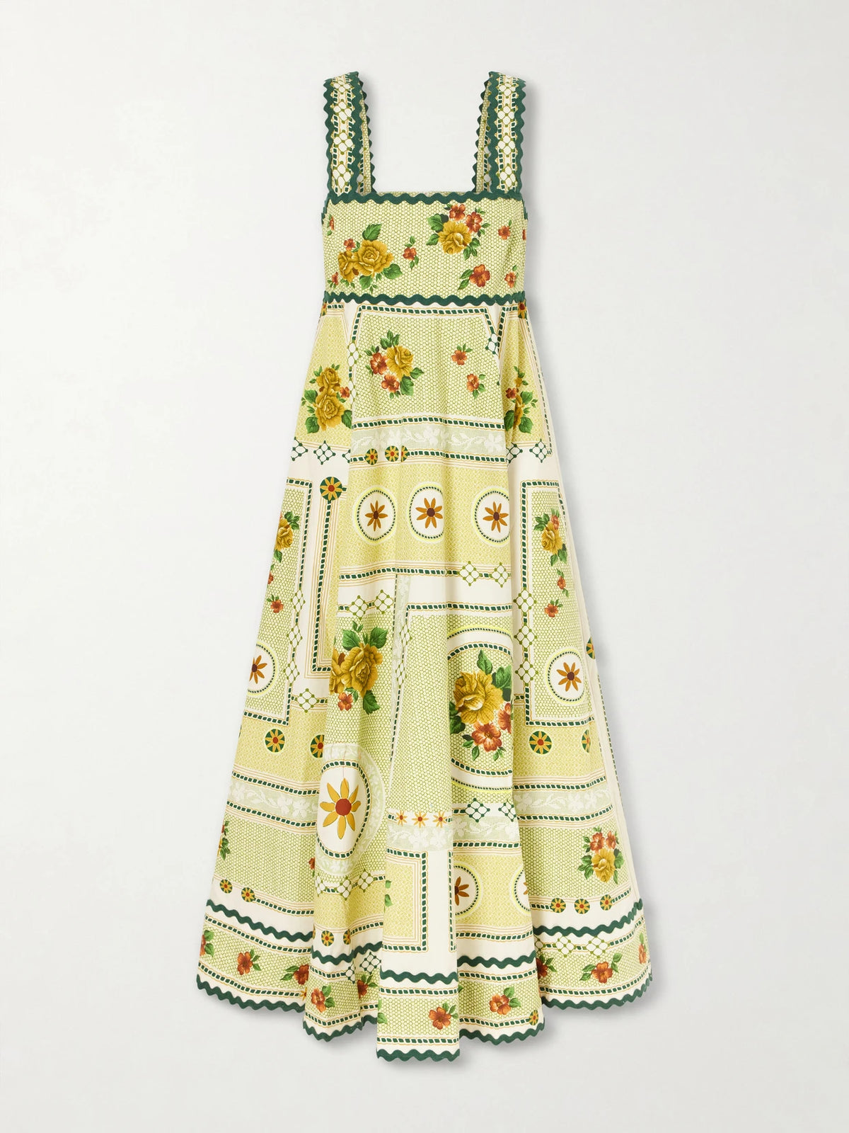 Dixie Pleated Floral-print Cotton-poplin Midi Dress