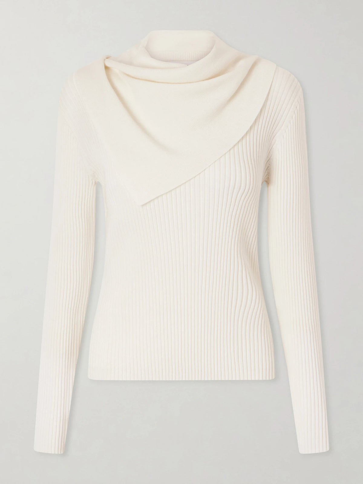 Zimmermann Valiant Scarf-detailed Ribbed-knit Wool Sweater