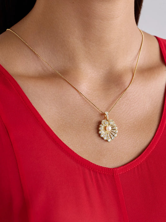 Image of Necklaces. Product name - 18-karat Gold, Diamond And Pearl Necklace in Multi colour by brand - Anita Ko