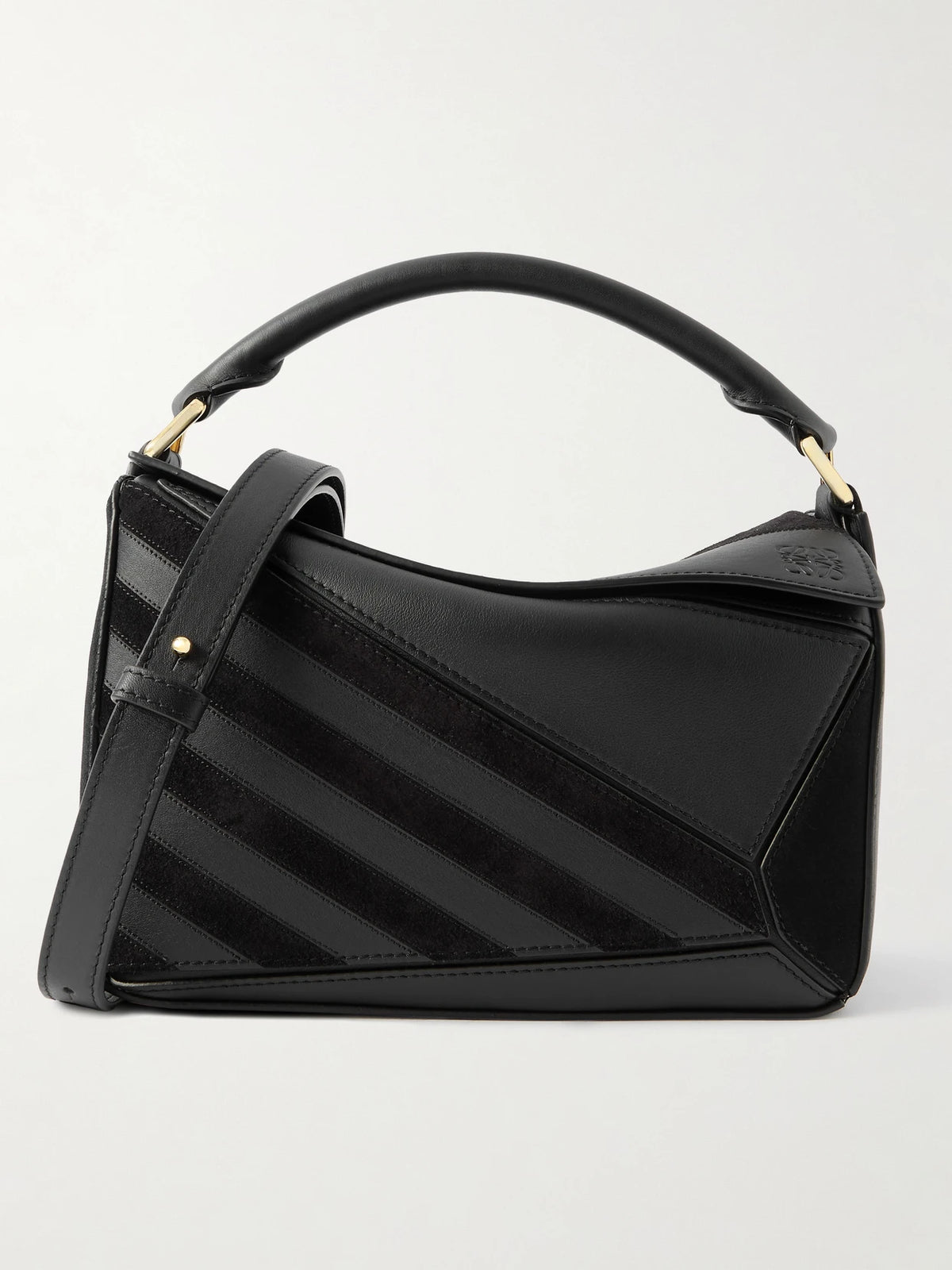 Puzzle Small Suede-trimmed Leather Shoulder Bag