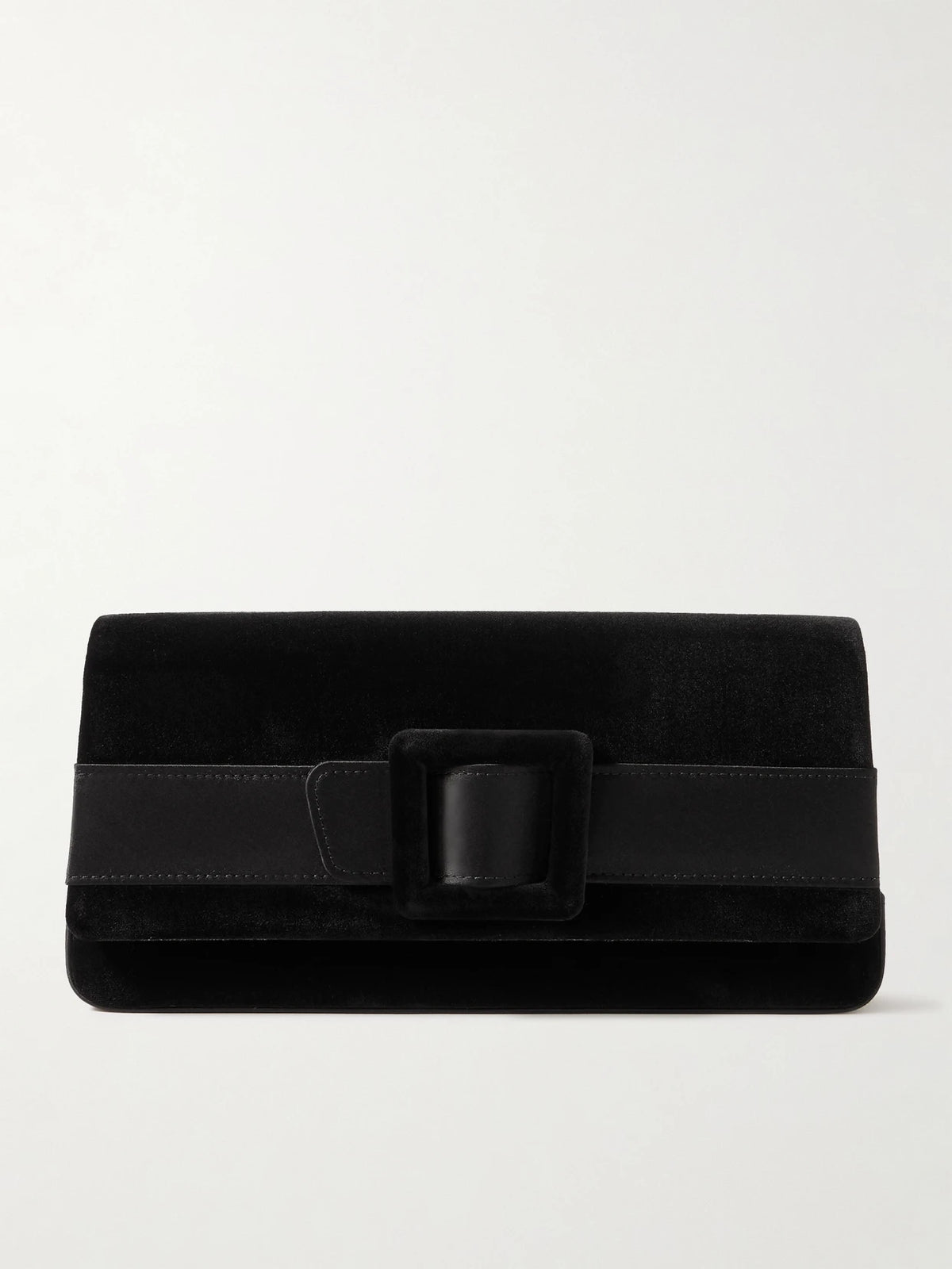 Maygot Buckle-embellished Satin-trimmed Velvet Clutch