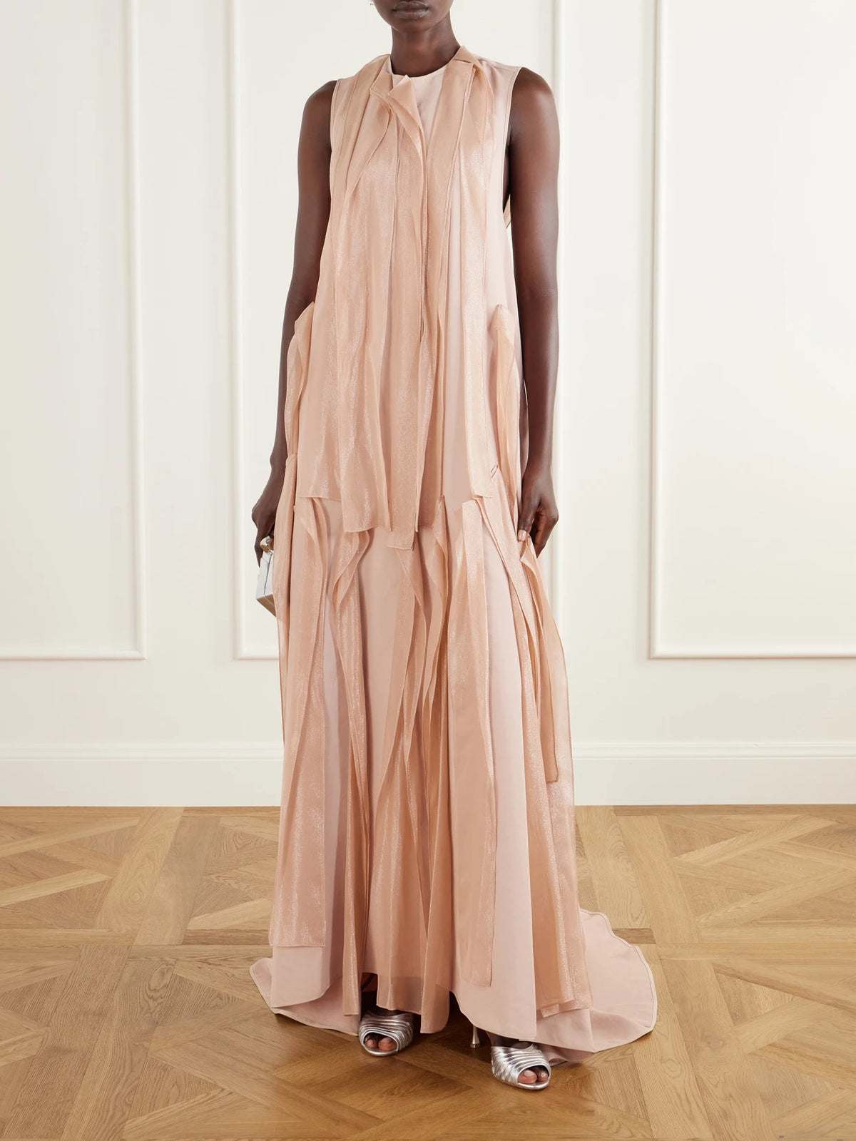 Image of Dresses. Product name - Beseech Draped Pleated Crepe And Satin Gown in Pink colour by brand - Maticevski