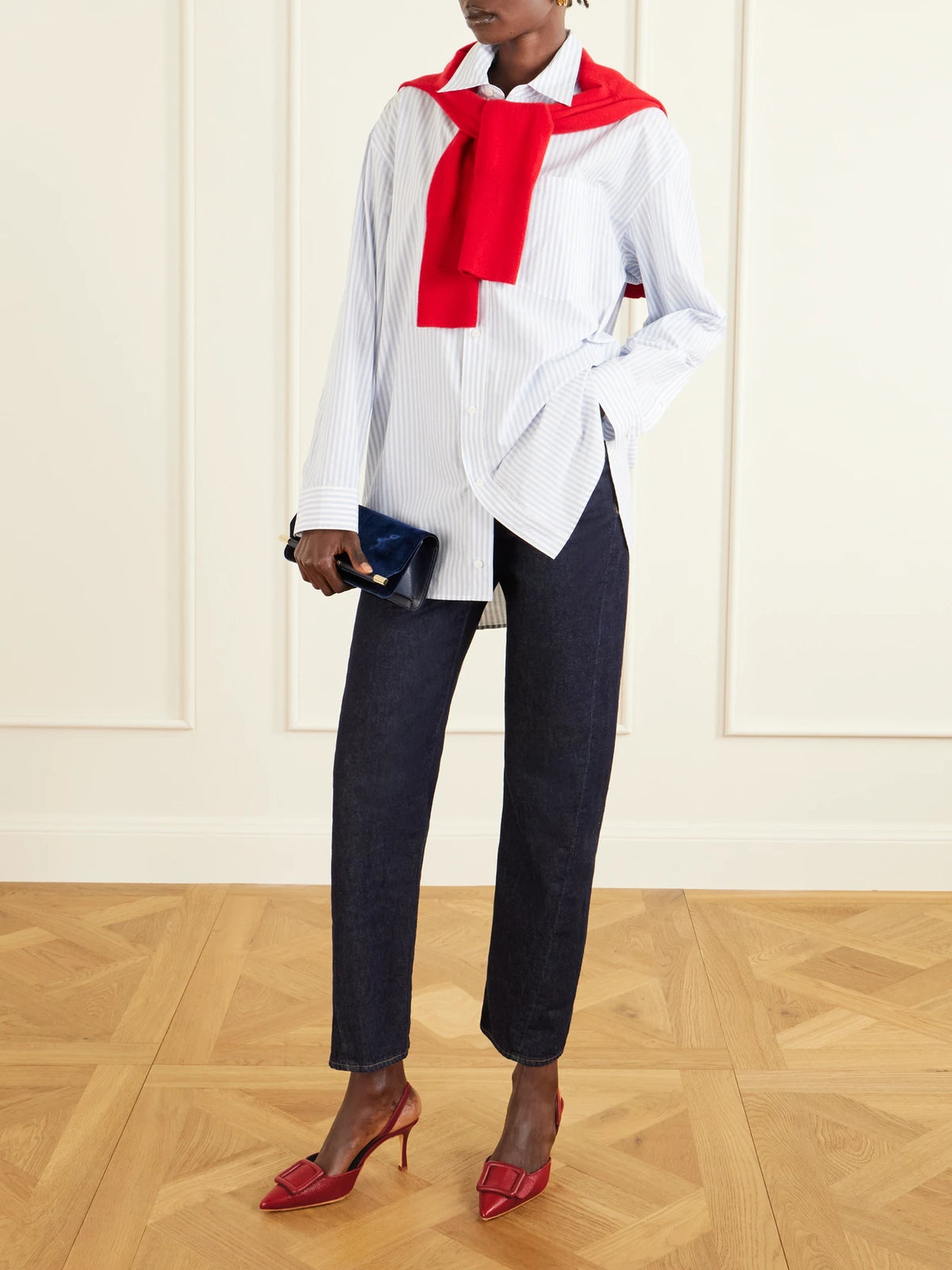 Image of Heels. Product name - Mayslibi 70 Lizard-effect Leather Slingback Pumps in Red colour by brand - Manolo Blahnik