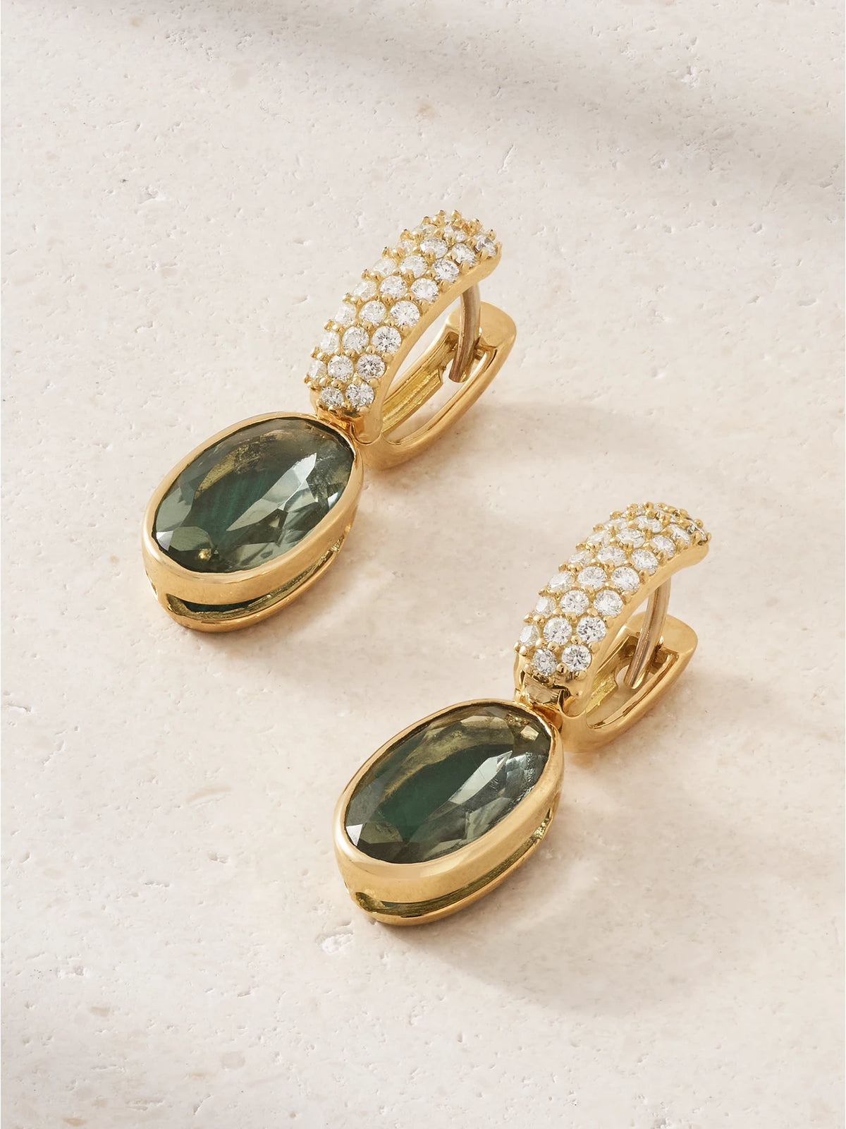 18-karat Gold Diamond, Prasiolite And Malachite Earrings
