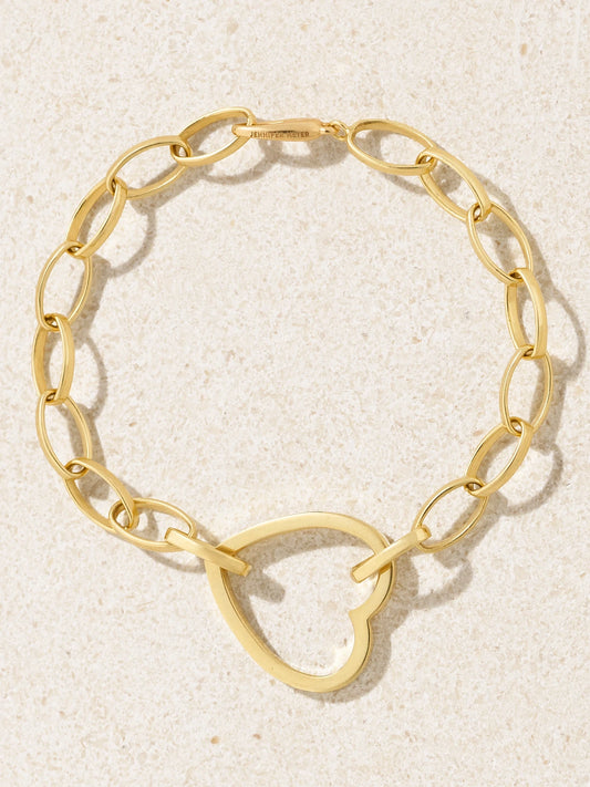 Medium Edith Open Heart 18-karat Gold Bracelet