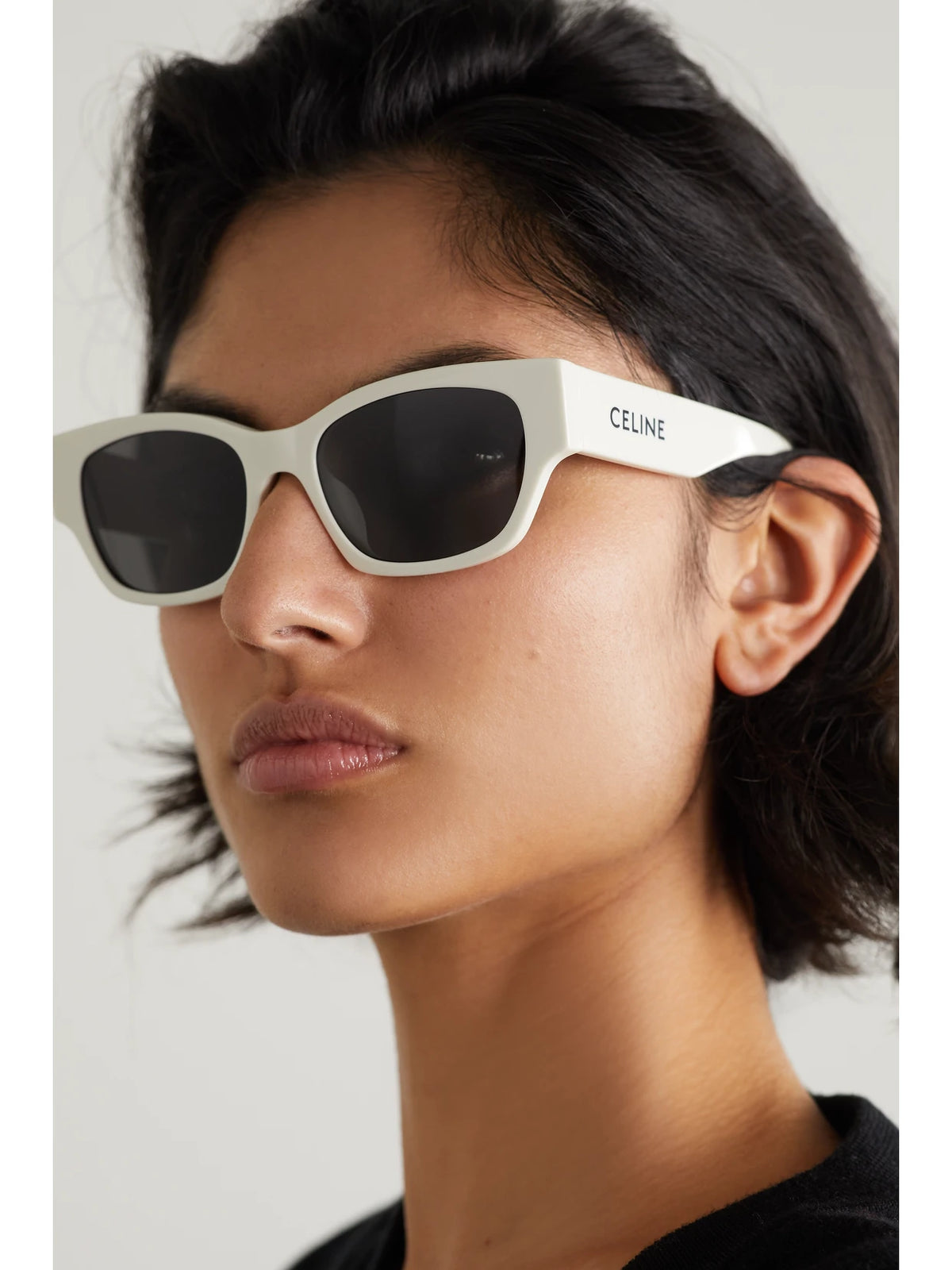 Image of Sunglasses. Product name - Square-frame Acetate Sunglasses in Ivory colour by brand - CELINE Eyewear