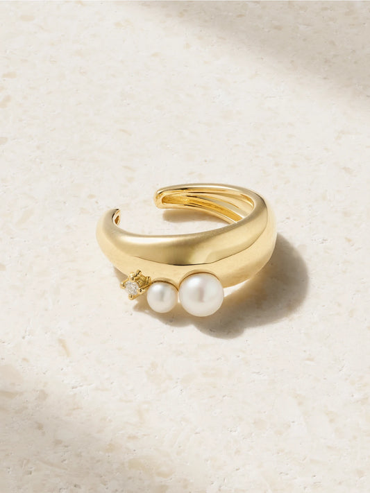 14-karat Gold, Pearl And Diamond Ear Cuff