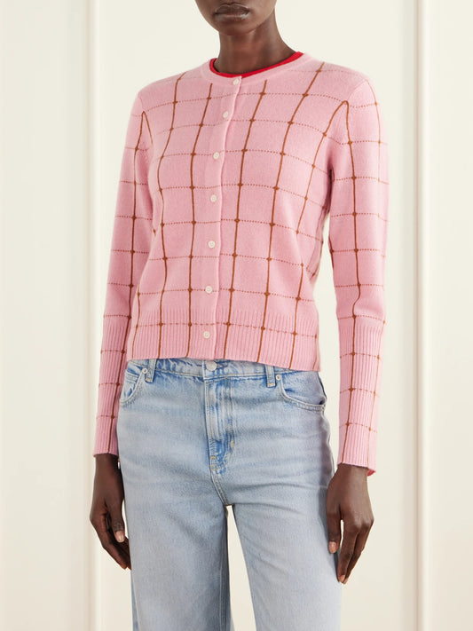 Guest In Residence Jane Checker Cashmere Cardigan