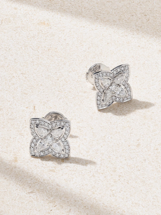 Lotus By De Beers 18-karat White Gold Diamond Earrings