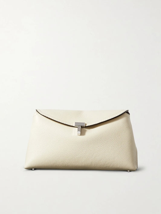 T-lock Textured-leather Clutch