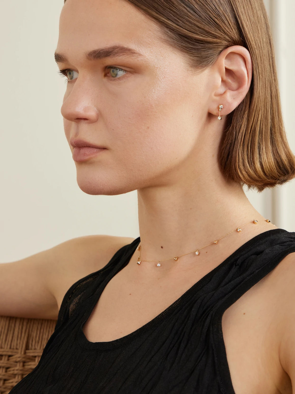 Image of Earrings. Product name - Lou Diamant 18-karat Recycled Gold Diamond Earrings in Multi colour by brand - Sophie Bille Brahe