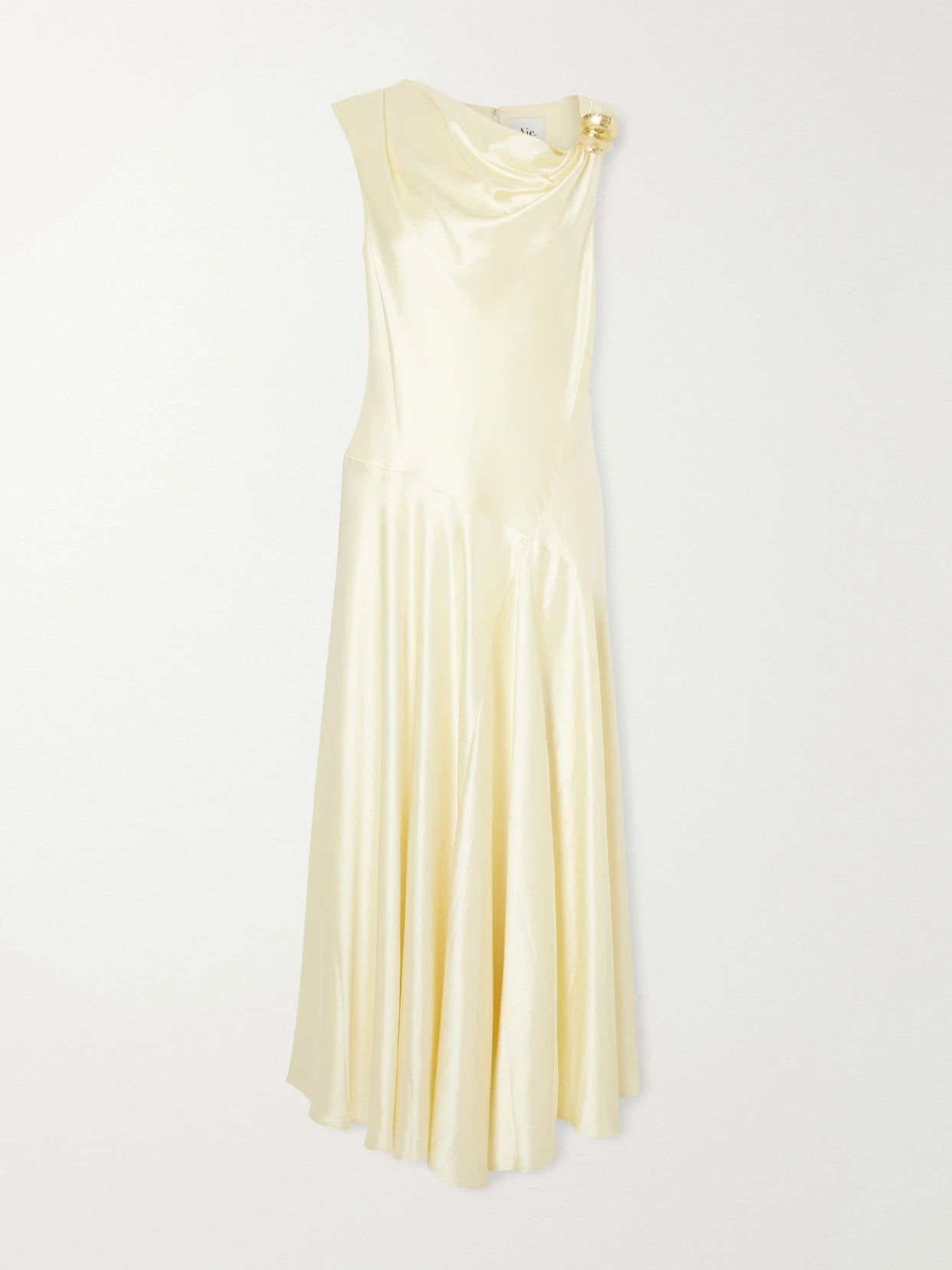 Image of Dresses. Product name - Siren Embellished Satin Maxi Dress in Yellow colour by brand - Aje