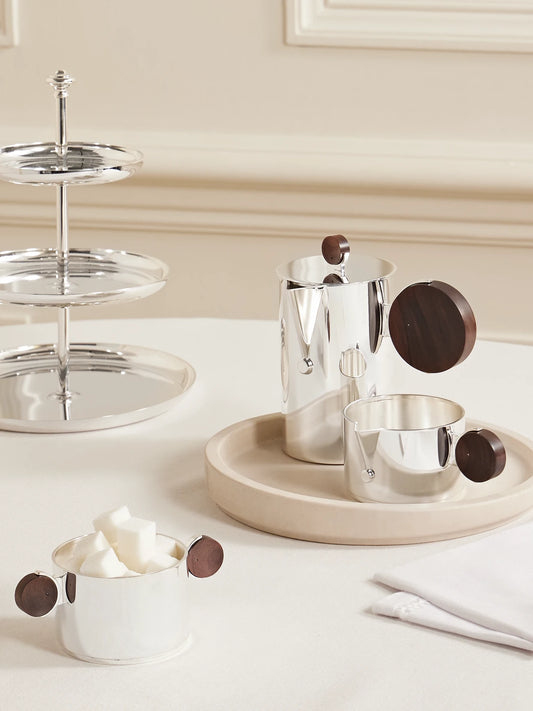 Image of Tableware. Product name - Gigogne Silver-plated And Wood Coffee Pot in Multi colour by brand - Christofle
