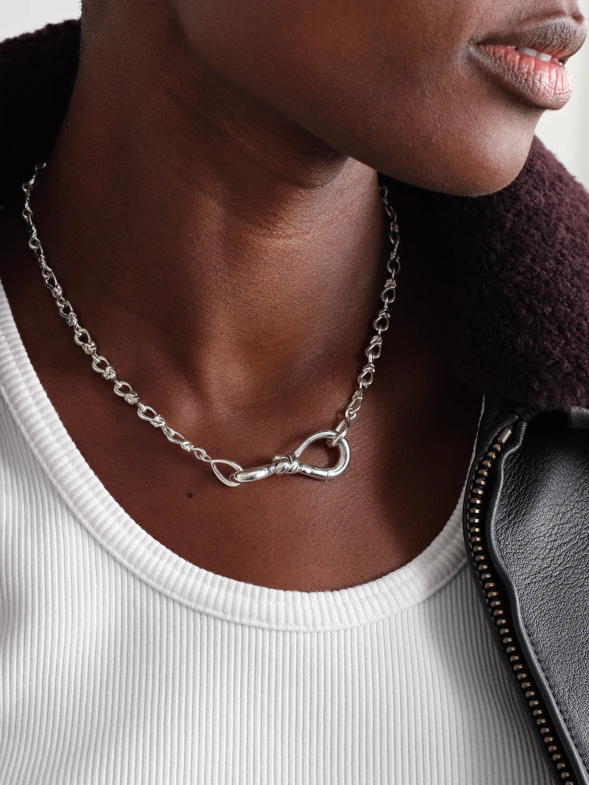 Image of Necklaces. Product name - True Lover's Knot Sterling Silver Necklace in Multi colour by brand - Marla Aaron
