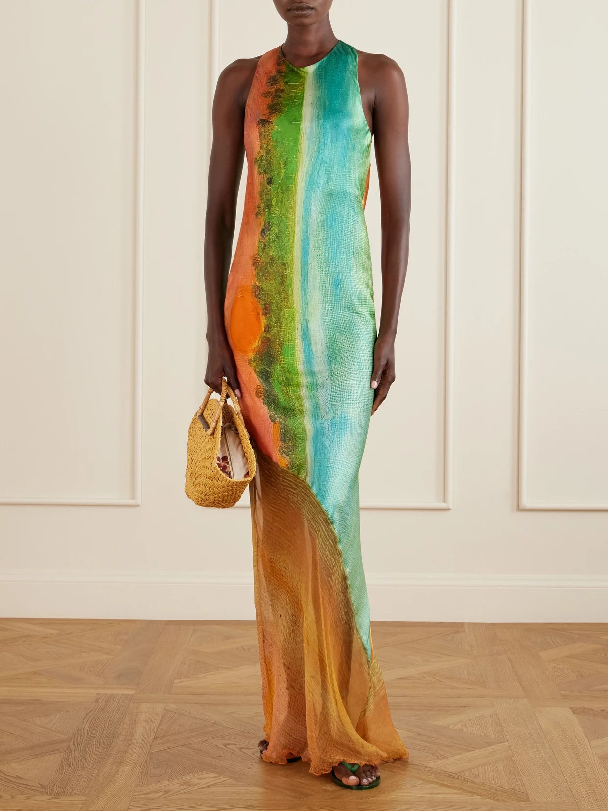 Image of Dresses. Product name - Formentera Printed Silk-blend Maxi Dress in Multi colour by brand - Donde Esteban
