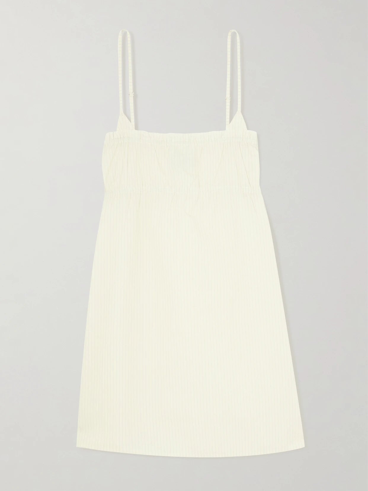 Image of Dresses. Product name - Edge Striped Organic Cotton Mini Dress in Yellow colour by brand - Deiji Studios