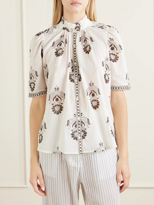 Winnie Java Cactus Printed Cotton-voile Shirt