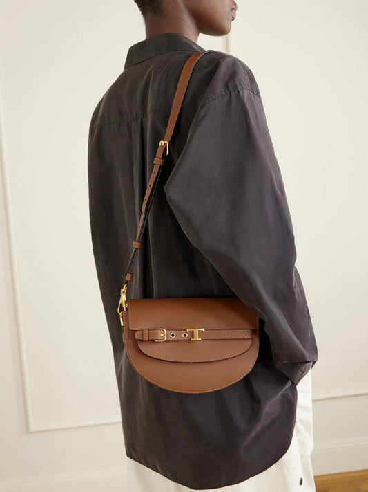 Image of Bags. Product name - Tracollina Leather Shoulder Bag in Tan colour by brand - Tod's