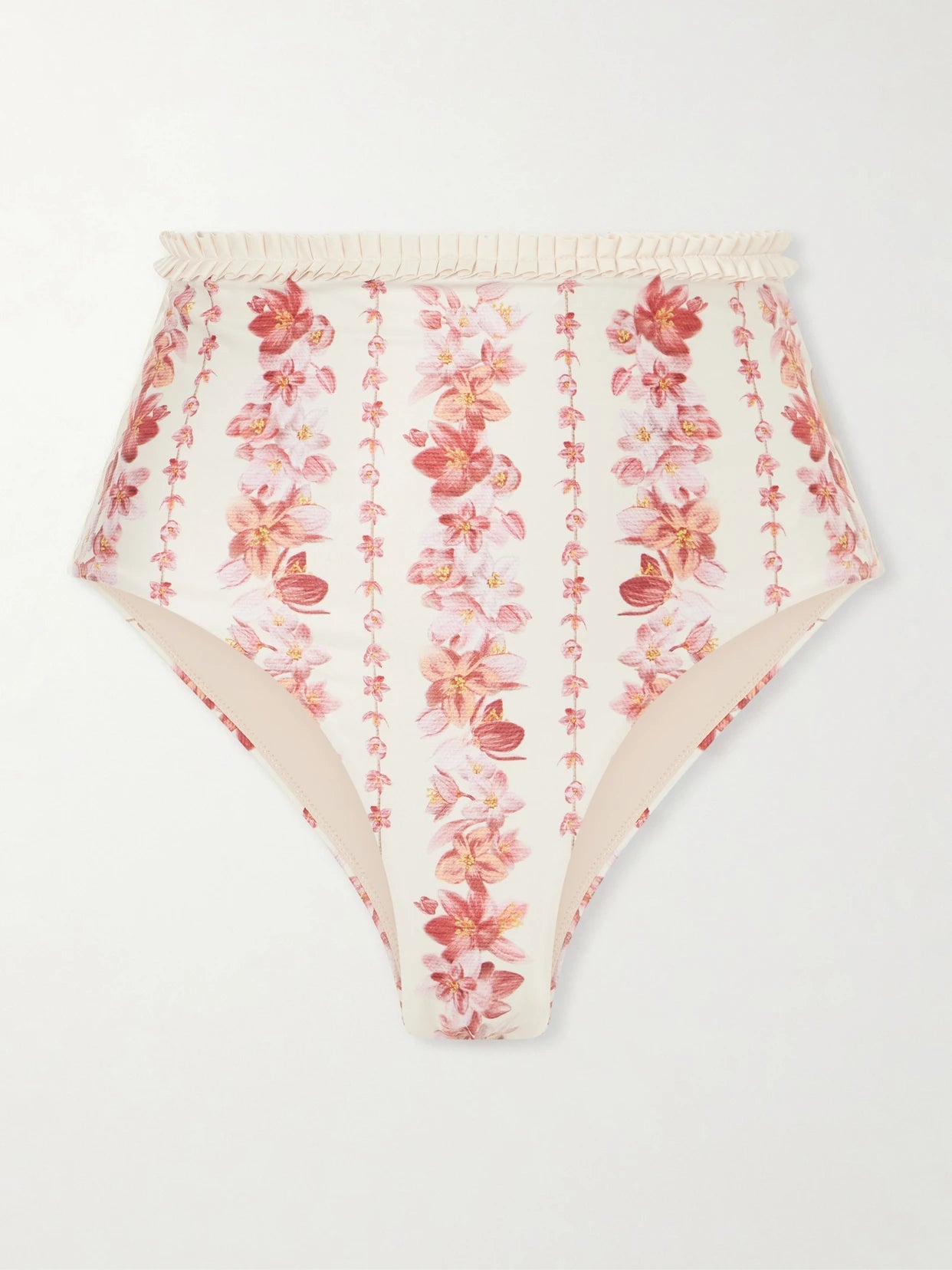 Image of Swimwear. Product name - Nopaul Floral-printed Stretch Recycled Bikini Briefs in Pink colour by brand - Agua by Agua Bendita