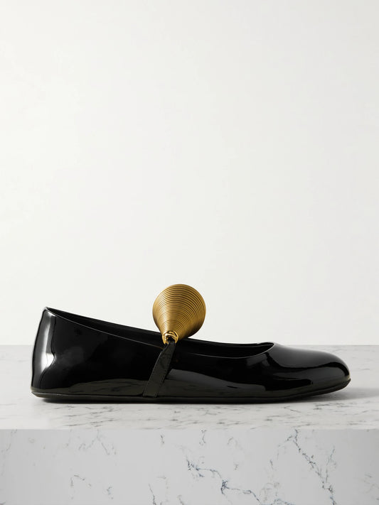 Embellished Patent-leather Ballet Flats