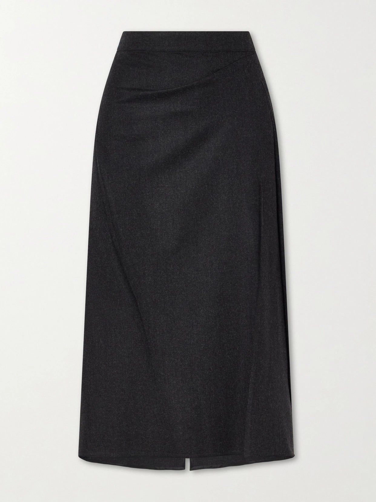 Image of a model wearing Skirts. Product name - Wool Pleated Midi Skirt in Dark gray colour by brand - Victoria Beckham