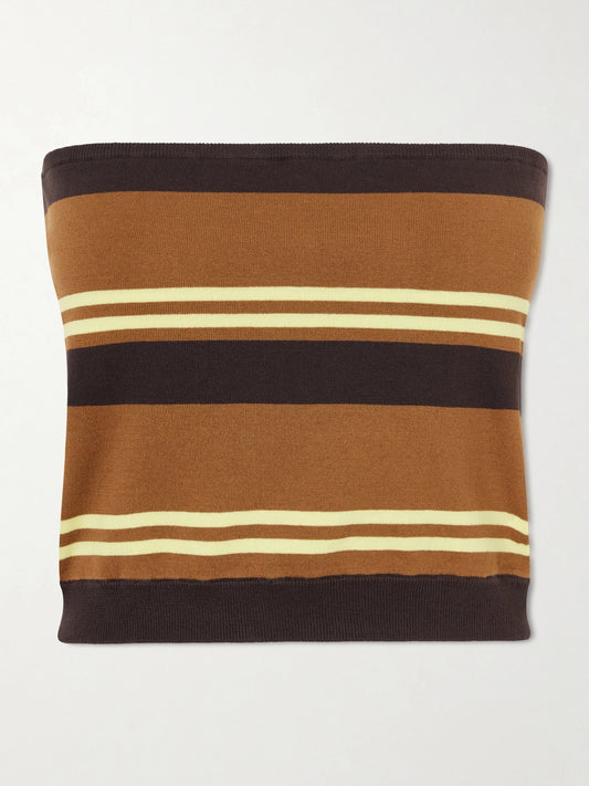 Strapless Striped Cotton Tank