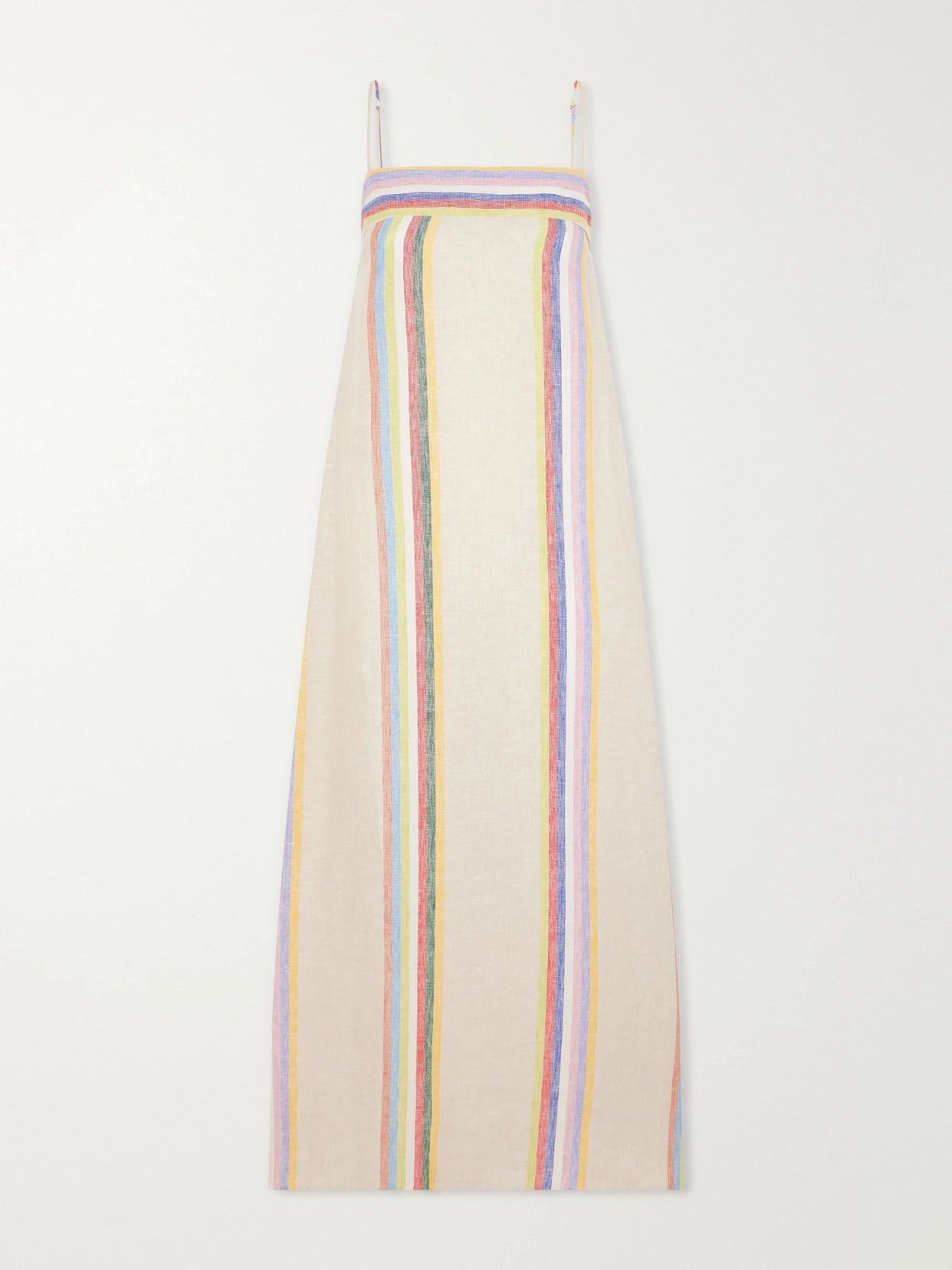 Image of Dresses. Product name - Laura Striped Linen Maxi Dress in Beige colour by brand - STAUD